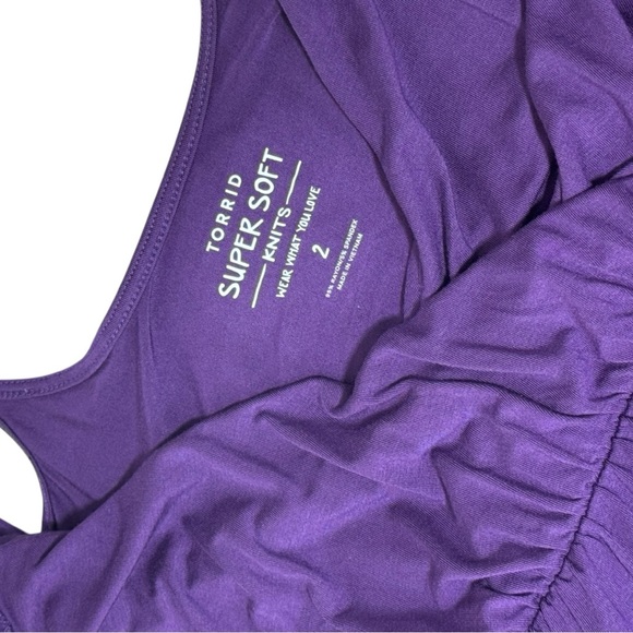 Torrid Babydoll Super Soft Surplice Cold Shoulder Lace Bell Sleeve Top - Picture 7 of 7